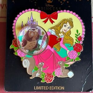 Pink a la Mode Sleeping Beauty Sidekick Snowglobe Pin Aurora